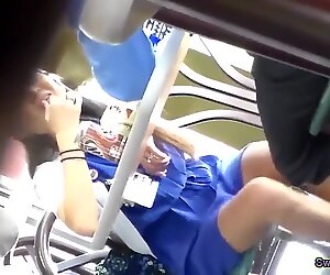 Asian young Dr. coworker legs open up for me